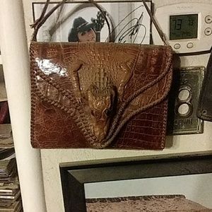Vintage approx 1940 baby alligator purse.